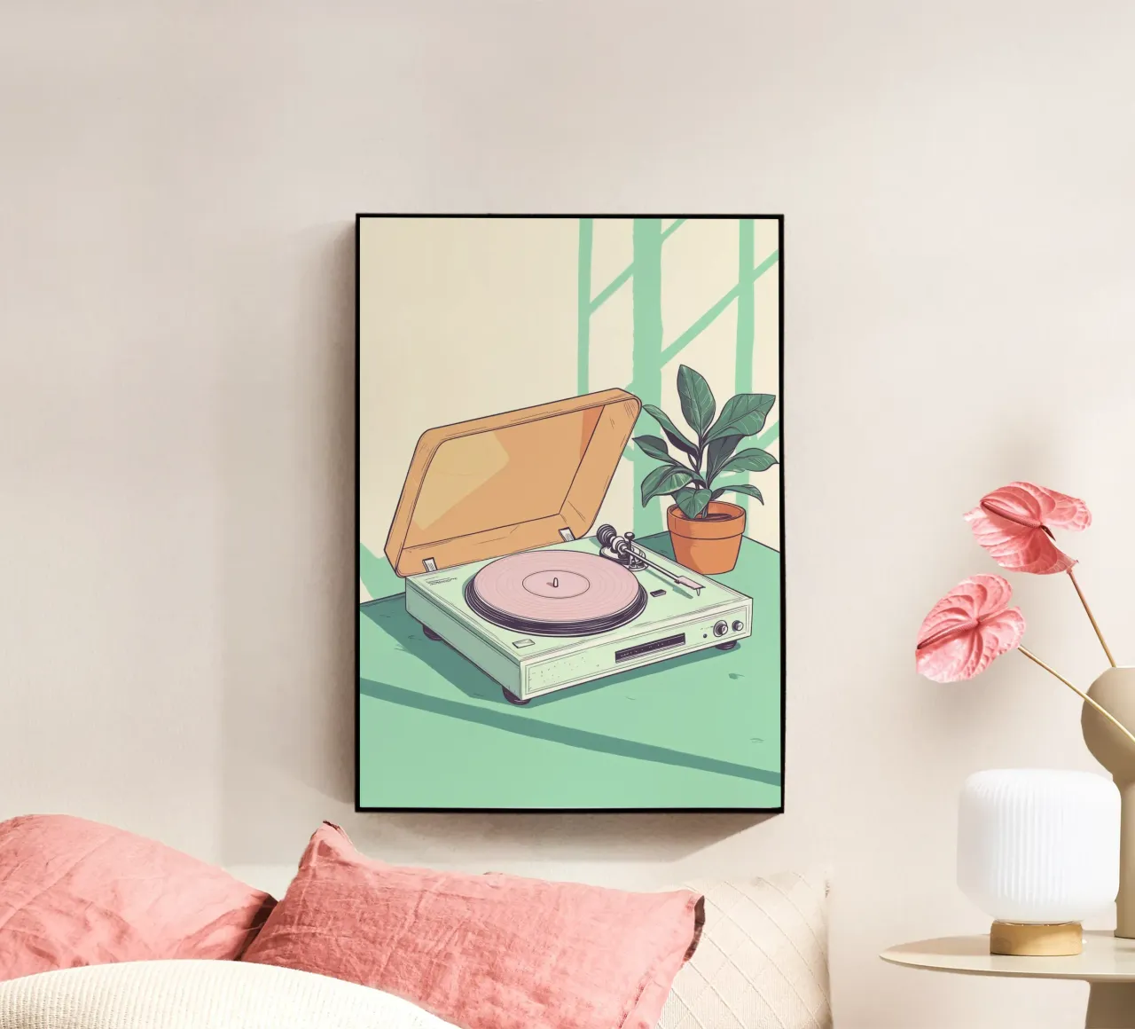Giradiscos Pastel Synthwave: Retro Lofi Beats metacrilato de dawnthesea