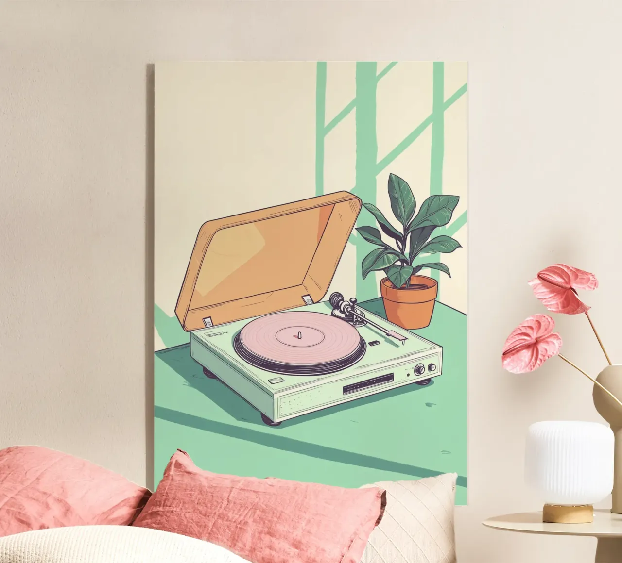 Giradiscos Pastel Synthwave: Retro Lofi Beats metacrilato de dawnthesea