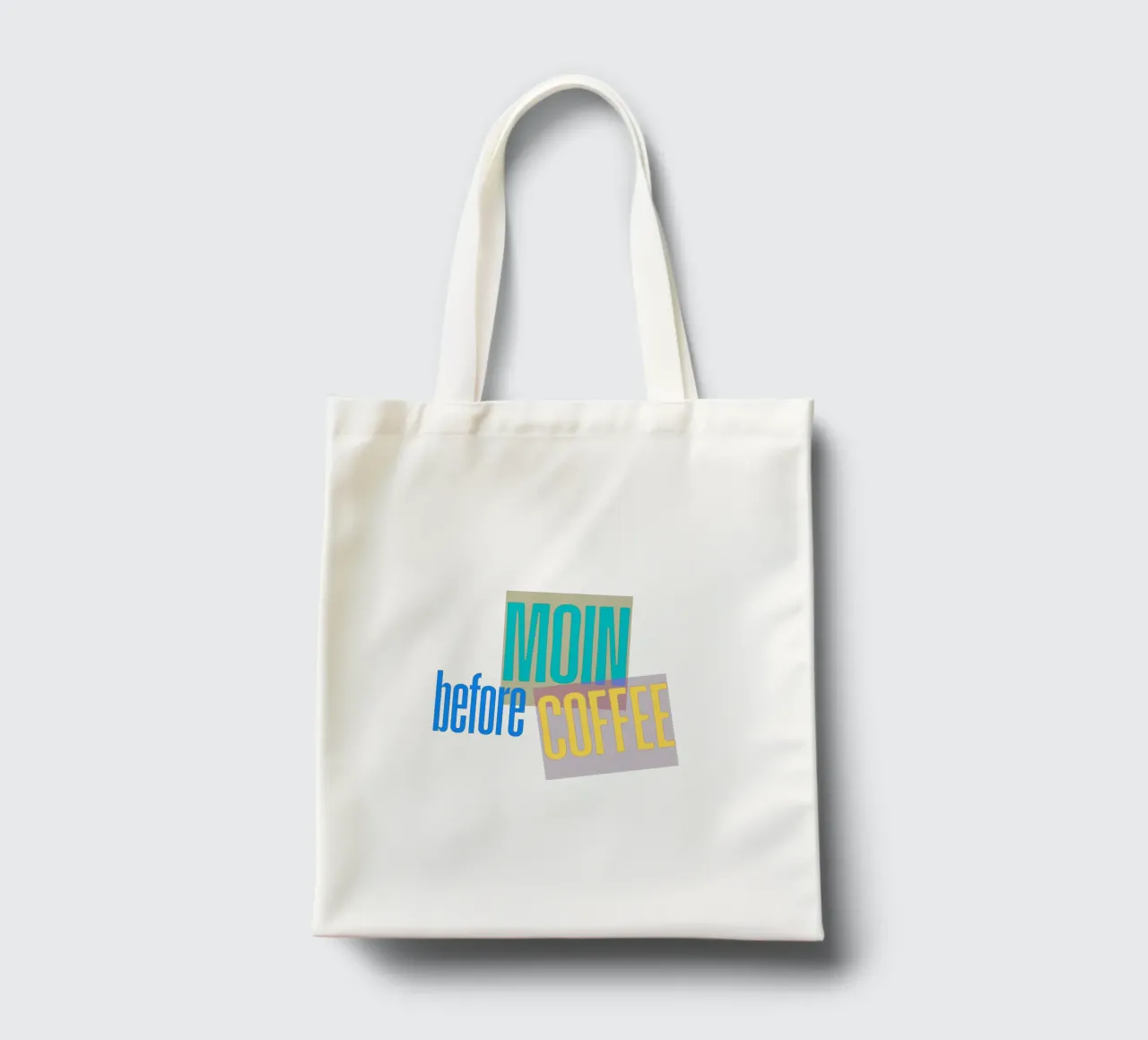„MOIN before COFFEE“ – Witziges norddeutsches Kaffee-Motiv borsa in juta da Fies&Fein