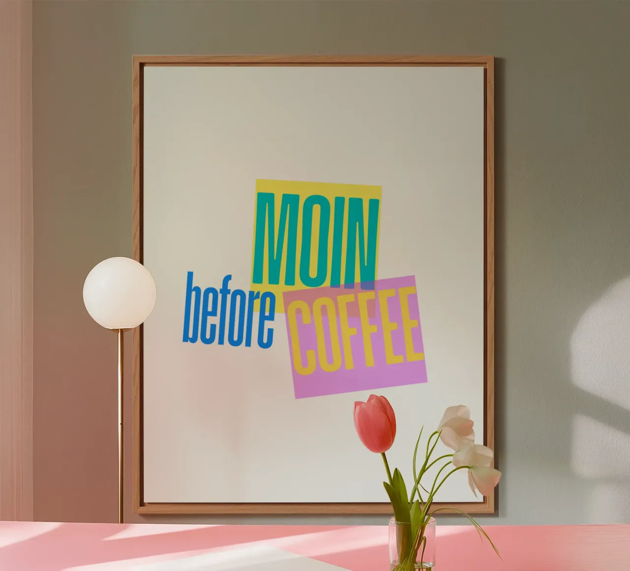 „MOIN before COFFEE“ – Witziges norddeutsches Kaffee-Motiv alluminio dibond da Fies&Fein