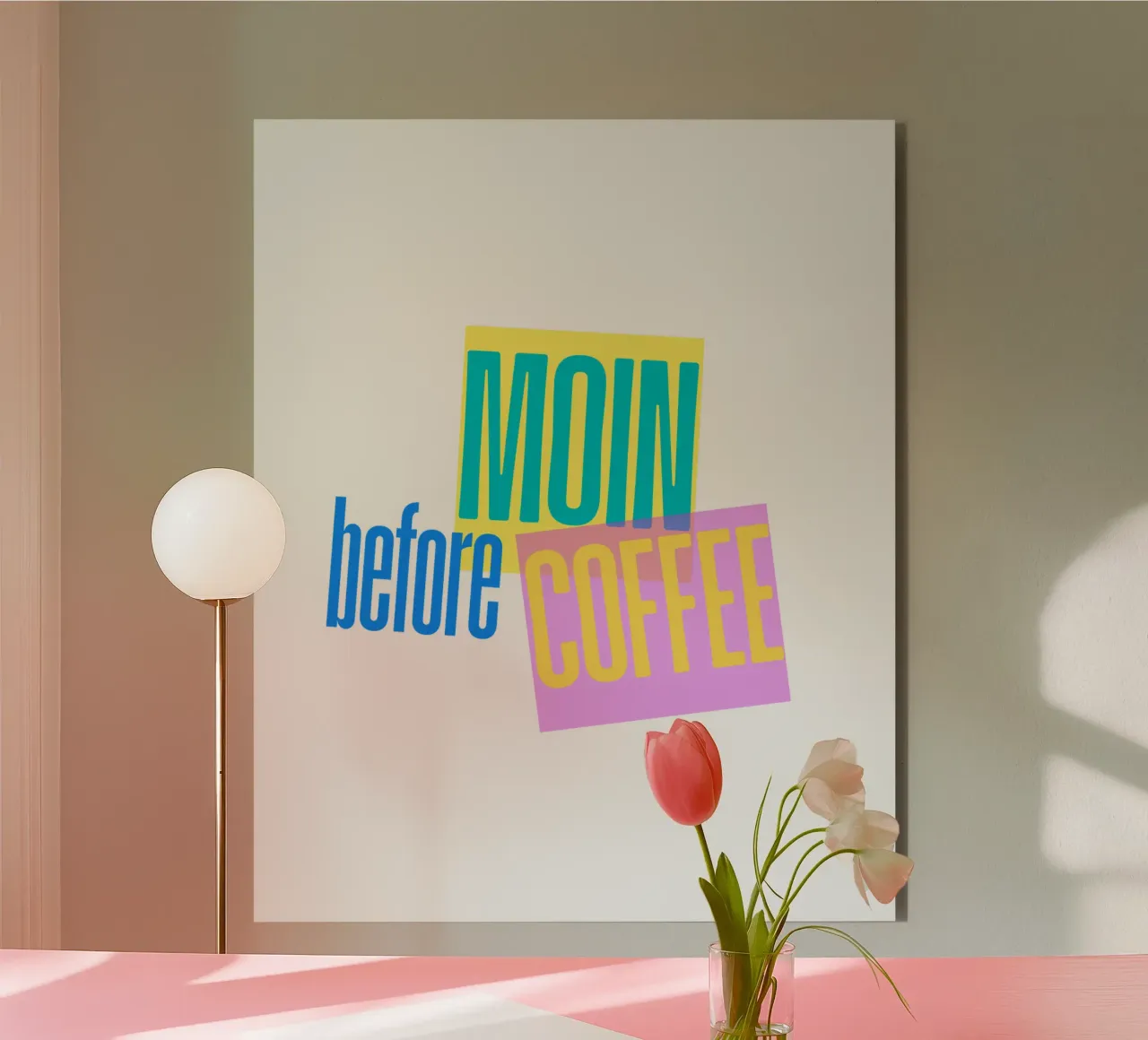 „MOIN before COFFEE“ – Witziges norddeutsches Kaffee-Motiv alluminio dibond da Fies&Fein