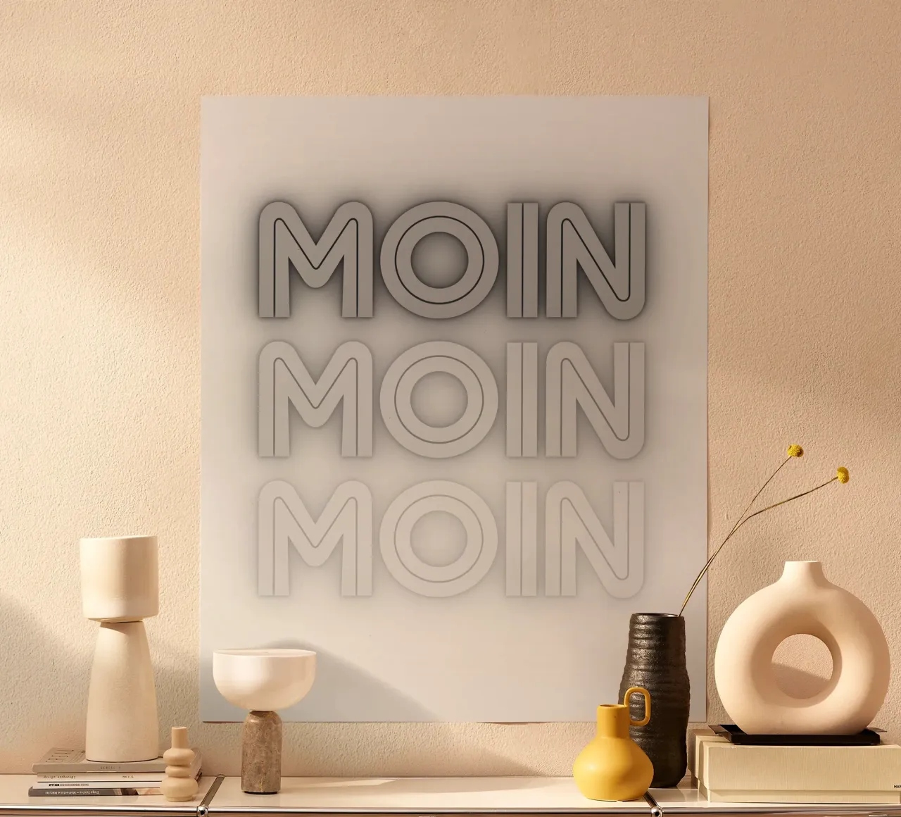 MOIN MOIN MOIN - Saluto della Germania del Nord in un design moderno poster da Fies&Fein