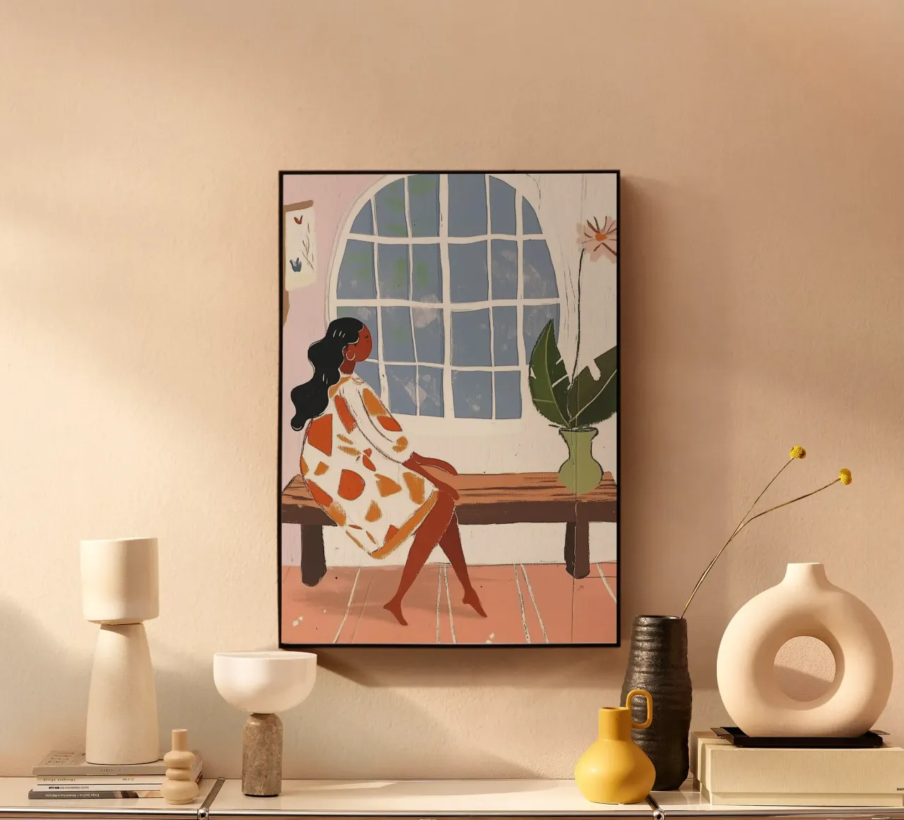 Gewölbtes Fenster Einsamkeit: Boho Abstract Lounge Acryl-Glas von dawnthesea