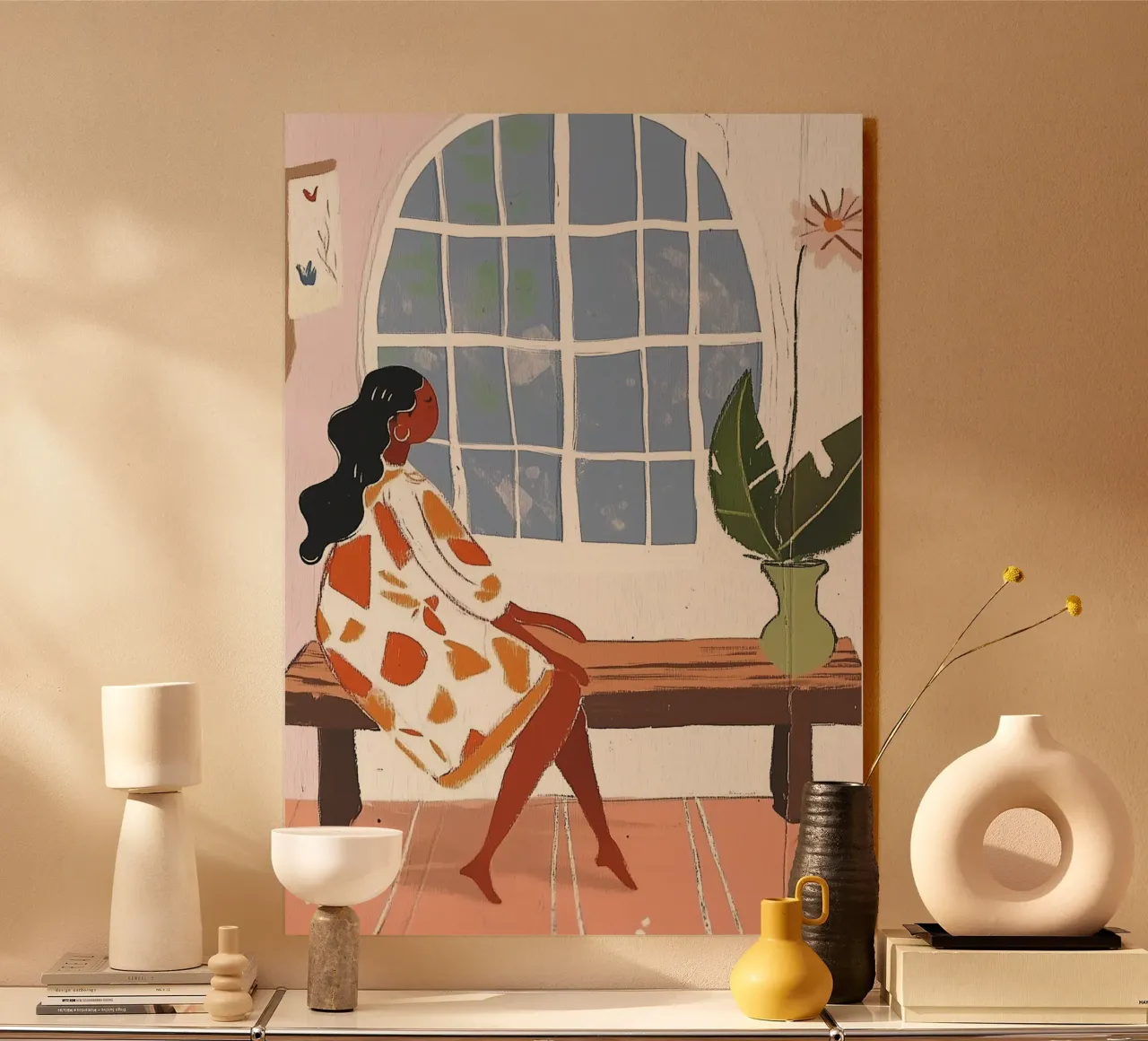 Gewölbtes Fenster Einsamkeit: Boho Abstract Lounge Acryl-Glas von dawnthesea