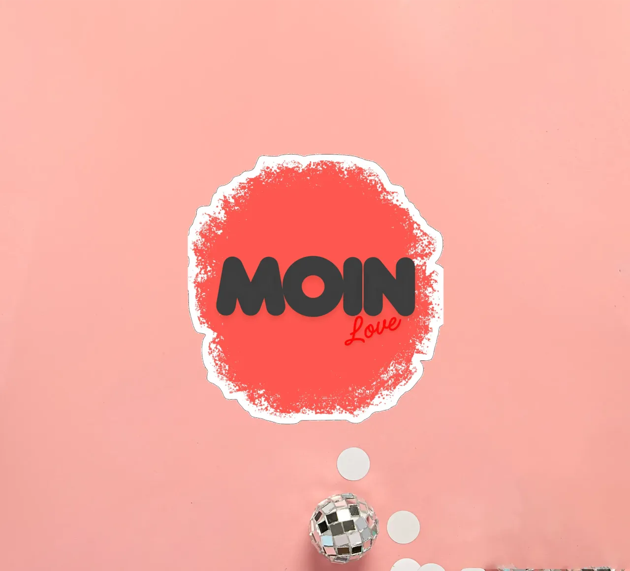 MOIN Love - salutations du nord de l'Allemagne avec un design en forme de cœur autocollant de Fies&Fein