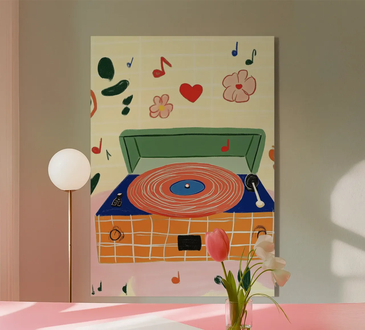 Marmellate a scacchi Groovy: Giradischi con canzoni d'amore retrò plexiglass da dawnthesea