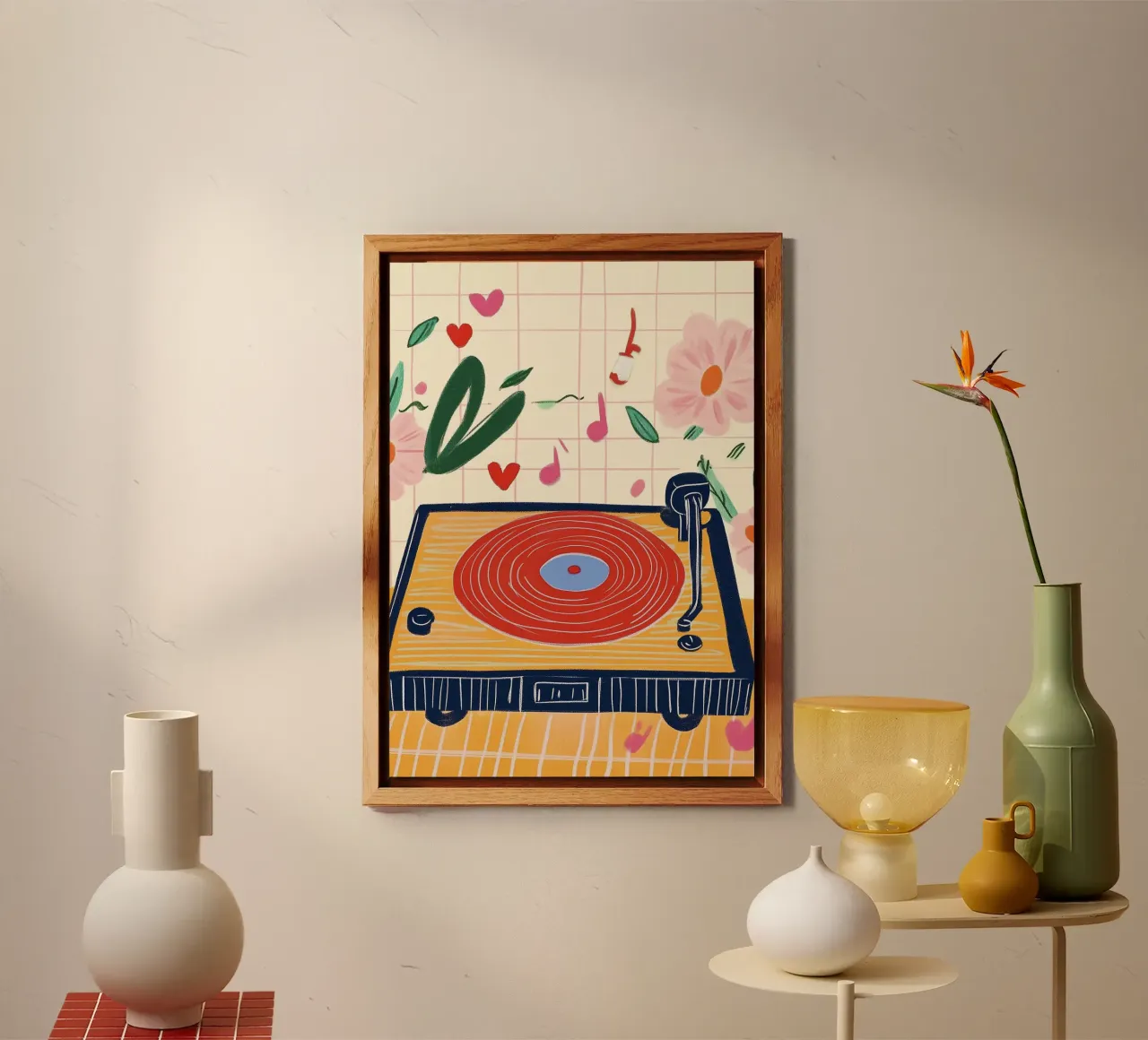 Canzone d'amore del giradischi retrò: Battiti floreali groovy alluminio dibond da dawnthesea