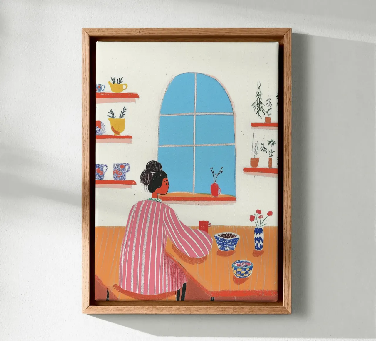 Streifen und Müsli: Skurrile Morgenroutine Illustration Leinwand von dawnthesea