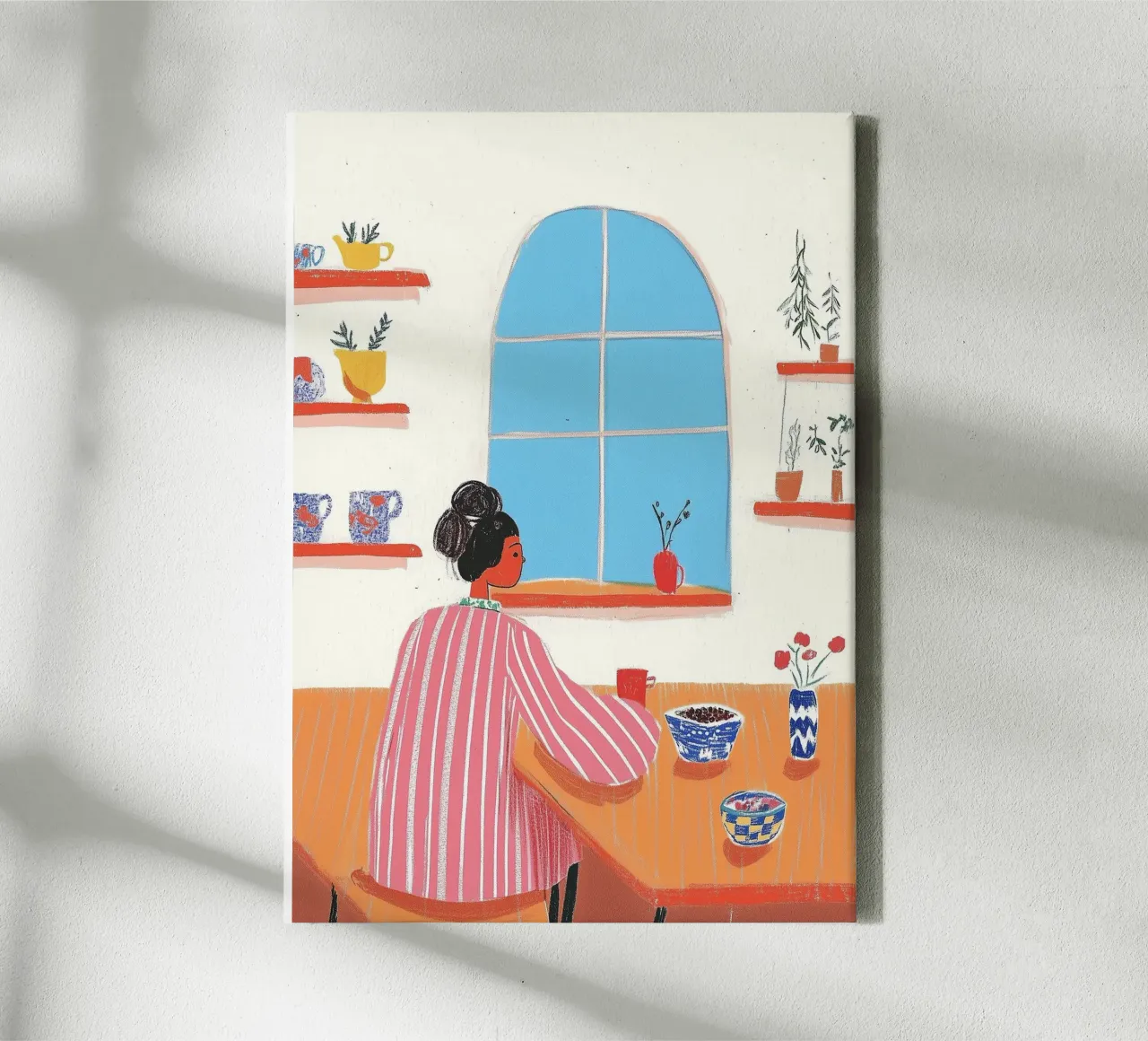 Strisce e cereali: Illustrazione stravagante della routine mattutina tela da dawnthesea
