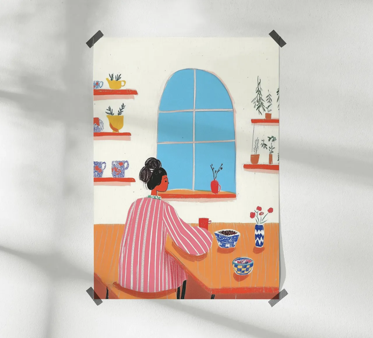 Strisce e cereali: Illustrazione stravagante della routine mattutina carta hahnemühle da dawnthesea