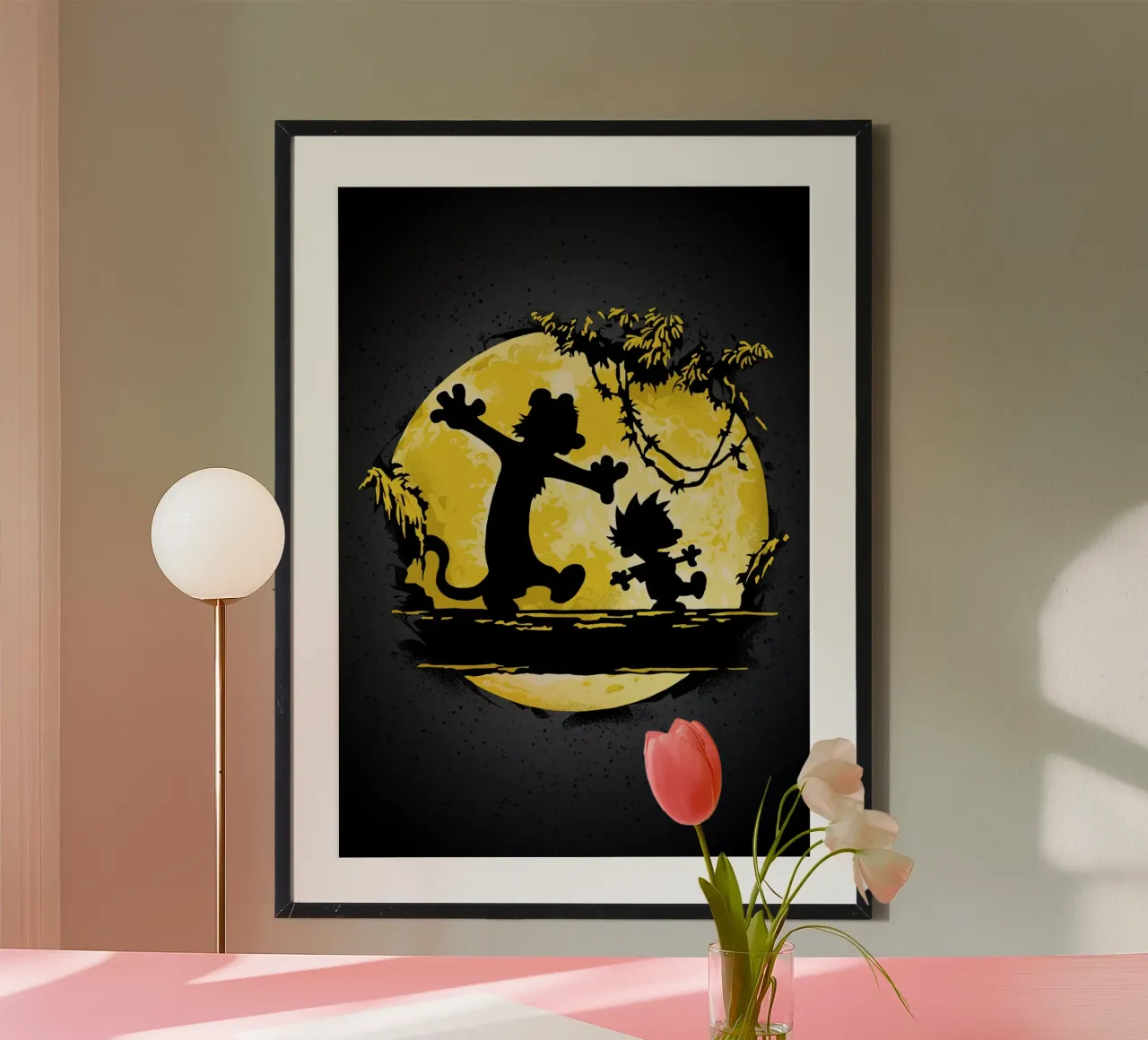 Calvin and Hobbes poster con telaio in legno da nabakumov