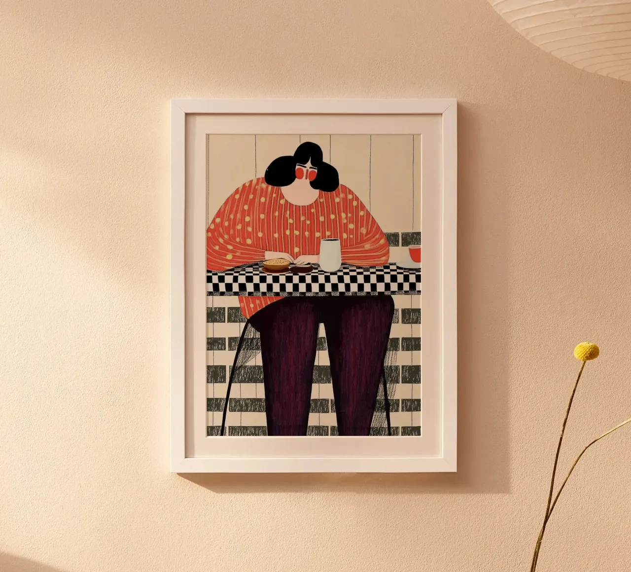 Lebendige Retro-Mode: Polka Dot & Stripe Maximalistische Kunst Hahnemühle von dawnthesea