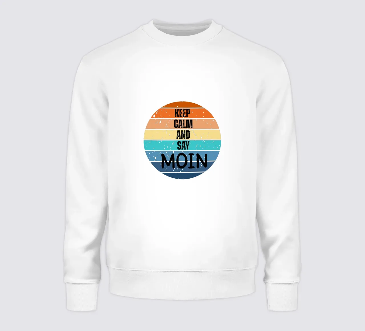 Keep Calm and Say MOIN - Retro zonsondergang Noord-Duits ontwerp sweatshirt van Fies&Fein