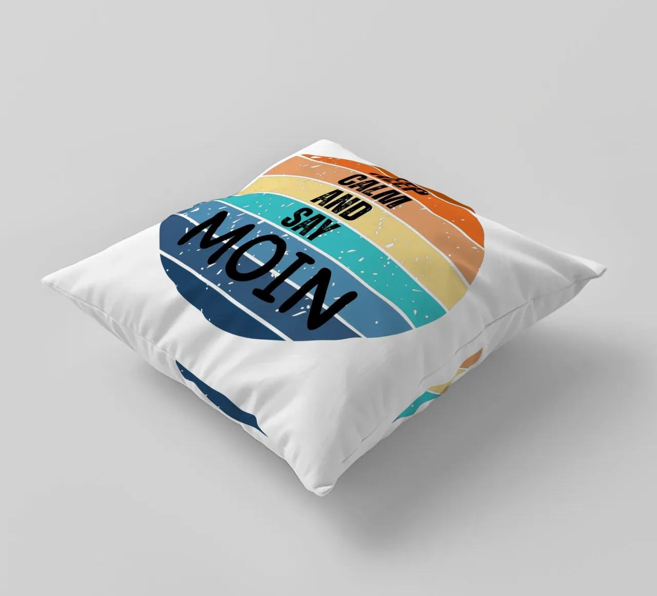Keep Calm and Say MOIN - Design retrò del tramonto nord-tedesco cuscino da Fies&Fein