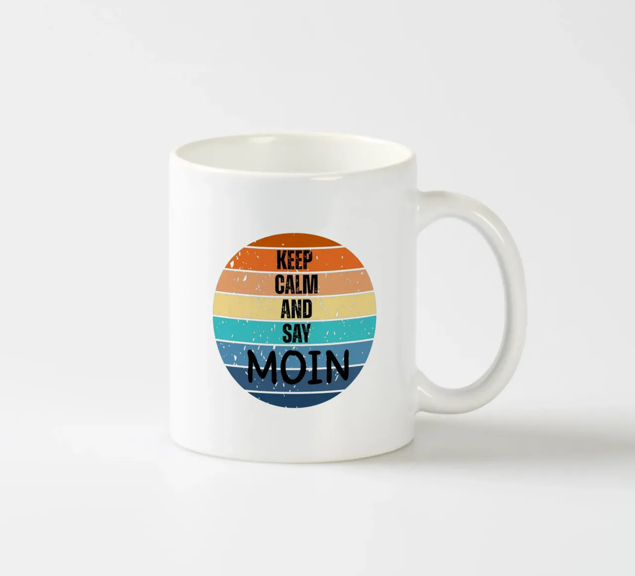 Keep Calm and Say MOIN - Design retrò del tramonto nord-tedesco tazza in ceramica da Fies&Fein