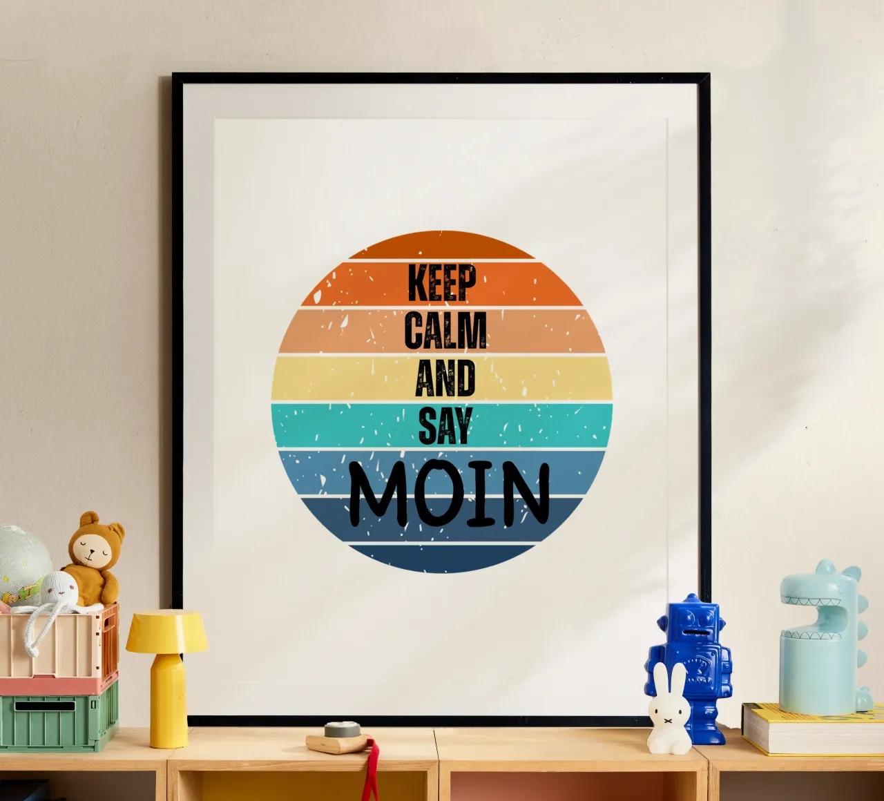 Keep Calm and Say MOIN - Design retrò del tramonto nord-tedesco carta hahnemühle da Fies&Fein