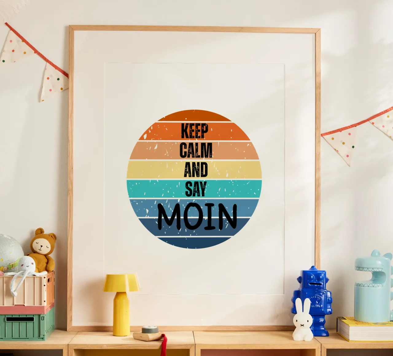 Keep Calm and Say MOIN - Design retrò del tramonto nord-tedesco carta hahnemühle da Fies&Fein