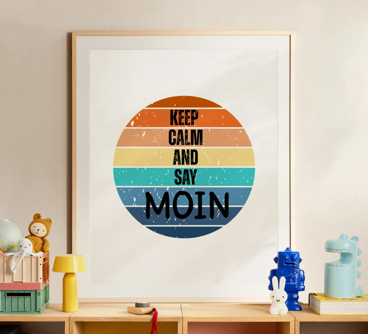 Keep Calm and Say MOIN - Design retrò del tramonto nord-tedesco carta hahnemühle da Fies&Fein