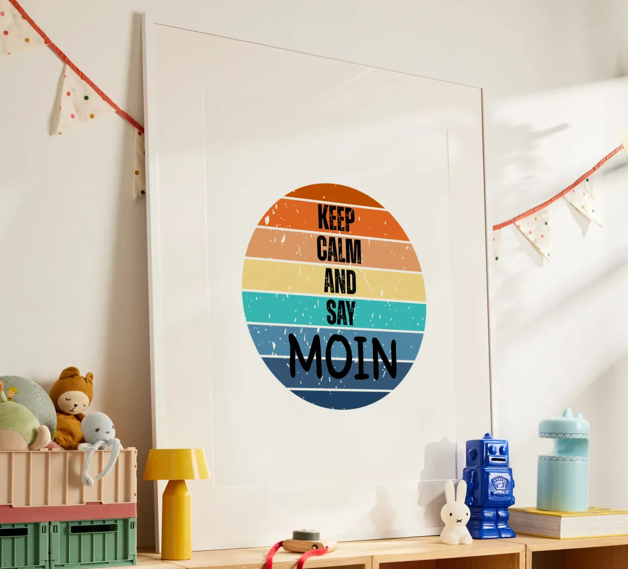 Keep Calm and Say MOIN - Design retrò del tramonto nord-tedesco carta hahnemühle da Fies&Fein
