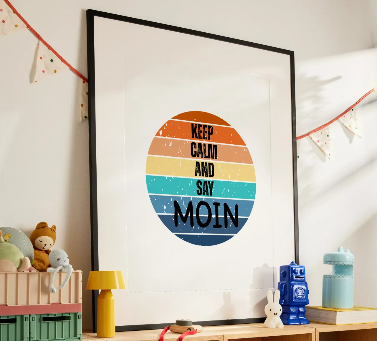 Keep Calm and Say MOIN - Design retrò del tramonto nord-tedesco carta hahnemühle da Fies&Fein