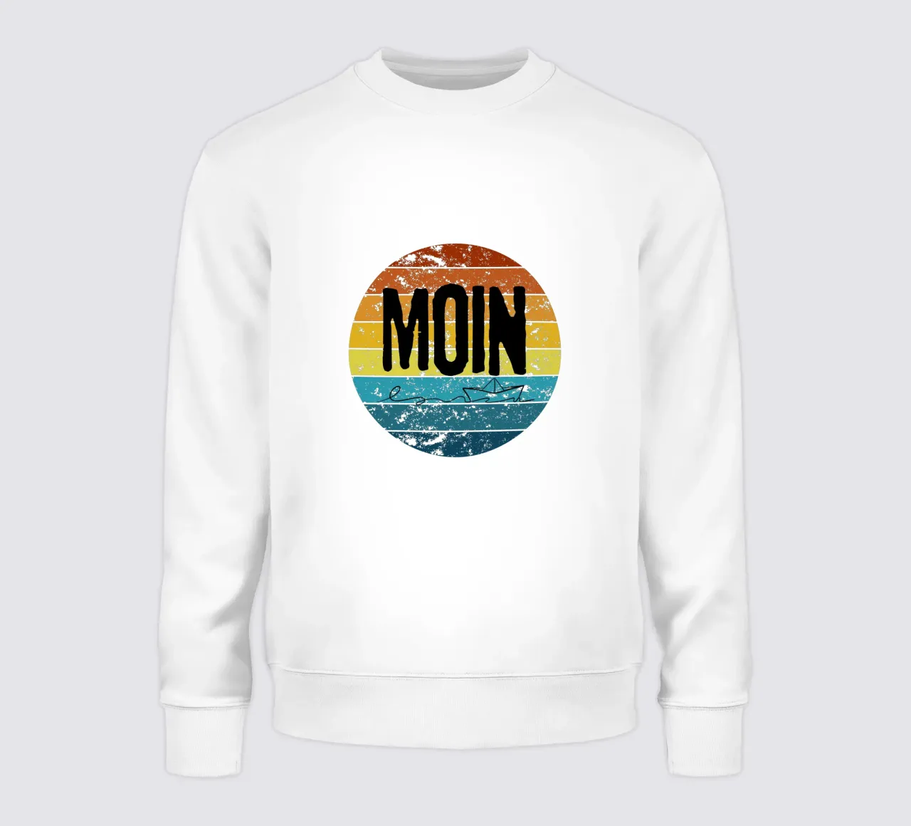 MOIN Sunset - Design retrò vintage della Germania del Nord con nave felpa da Fies&Fein