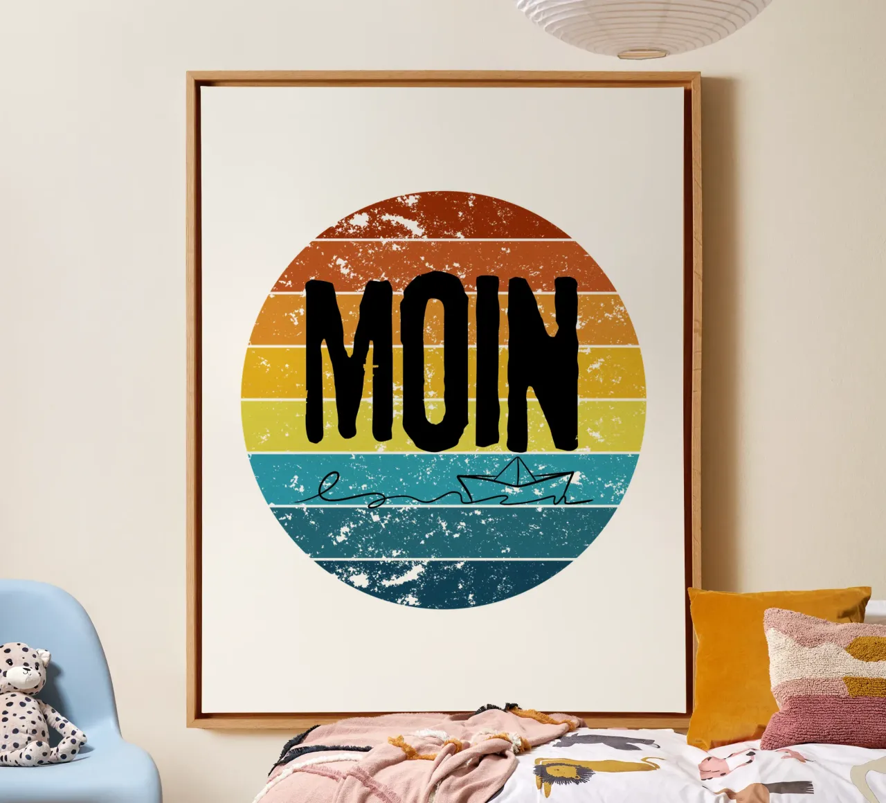 MOIN Zonsondergang - Vintage Retro Noord-Duits ontwerp met schip canvas van Fies&Fein