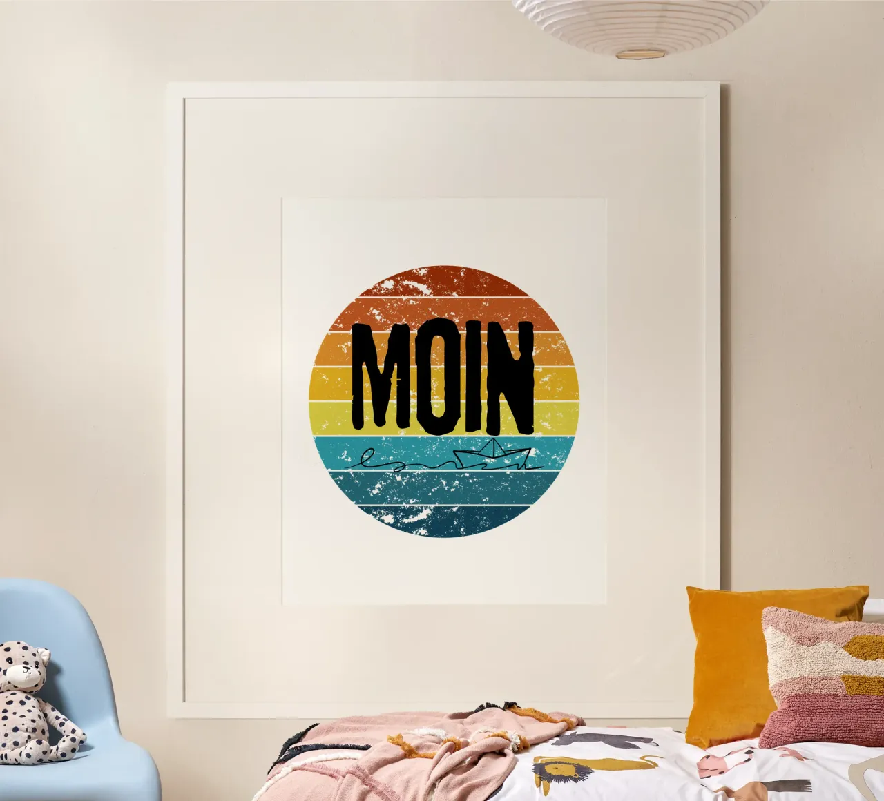 MOIN Zonsondergang - Vintage Retro Noord-Duits ontwerp met schip hahnemühle van Fies&Fein