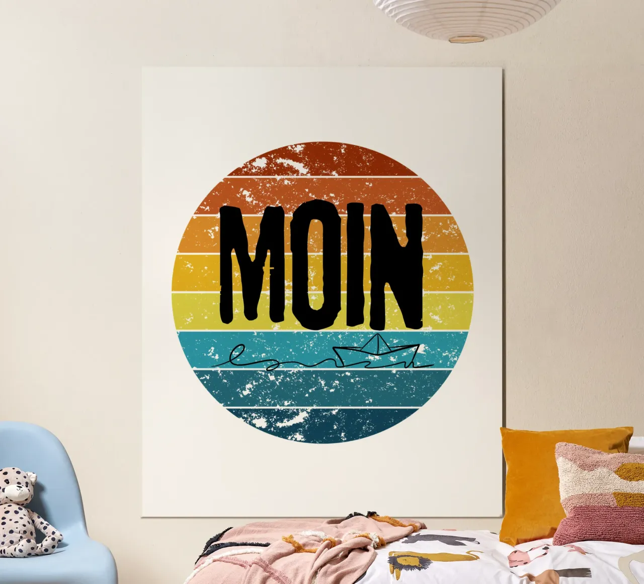 MOIN Zonsondergang - Vintage Retro Noord-Duits ontwerp met schip hahnemühle van Fies&Fein