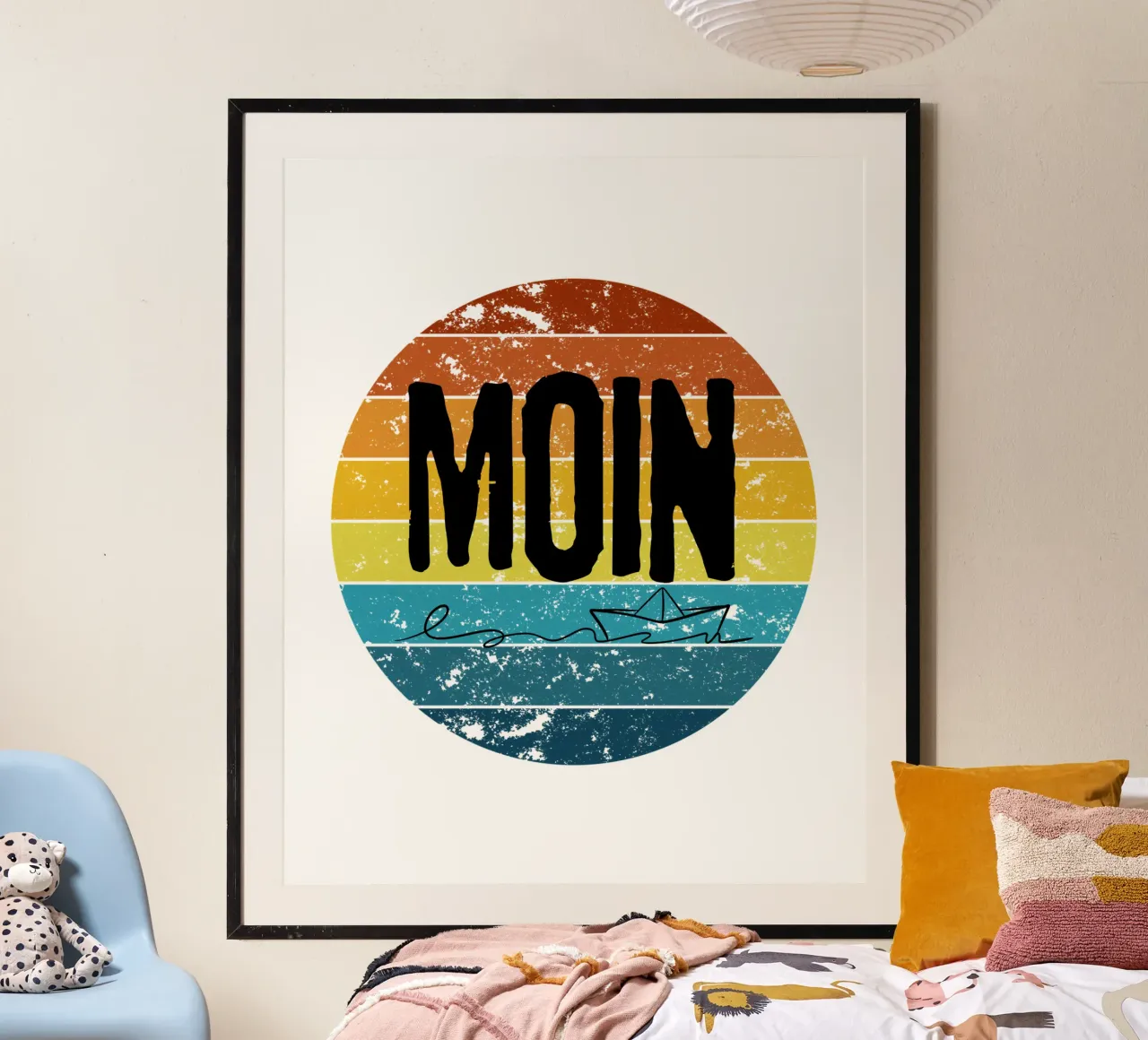 MOIN Zonsondergang - Vintage Retro Noord-Duits ontwerp met schip hahnemühle van Fies&Fein
