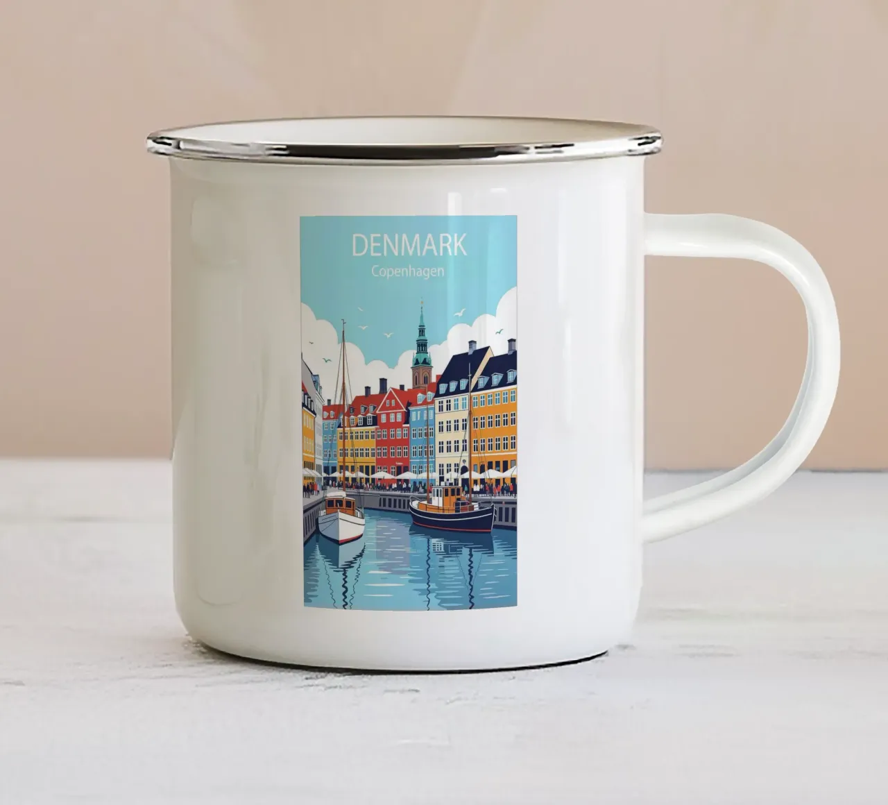 Copenaghen Danimarca Poster tazza in smalto da 🎁 NOBELART