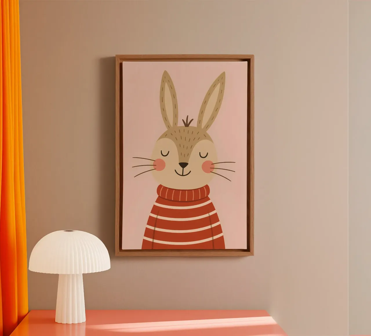 Niedliches minimalistisches Hasenposter - Kindertiere Leinwand von Tiny Tails & Stripes