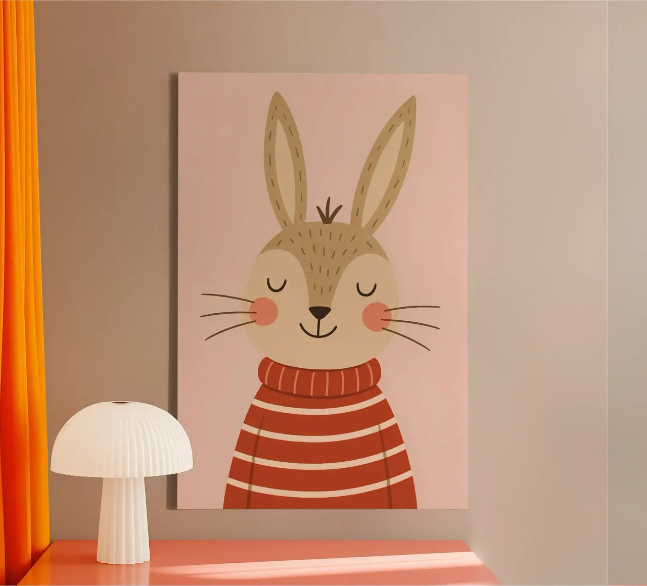 Niedliches minimalistisches Hasenposter - Kindertiere Leinwand von Tiny Tails & Stripes