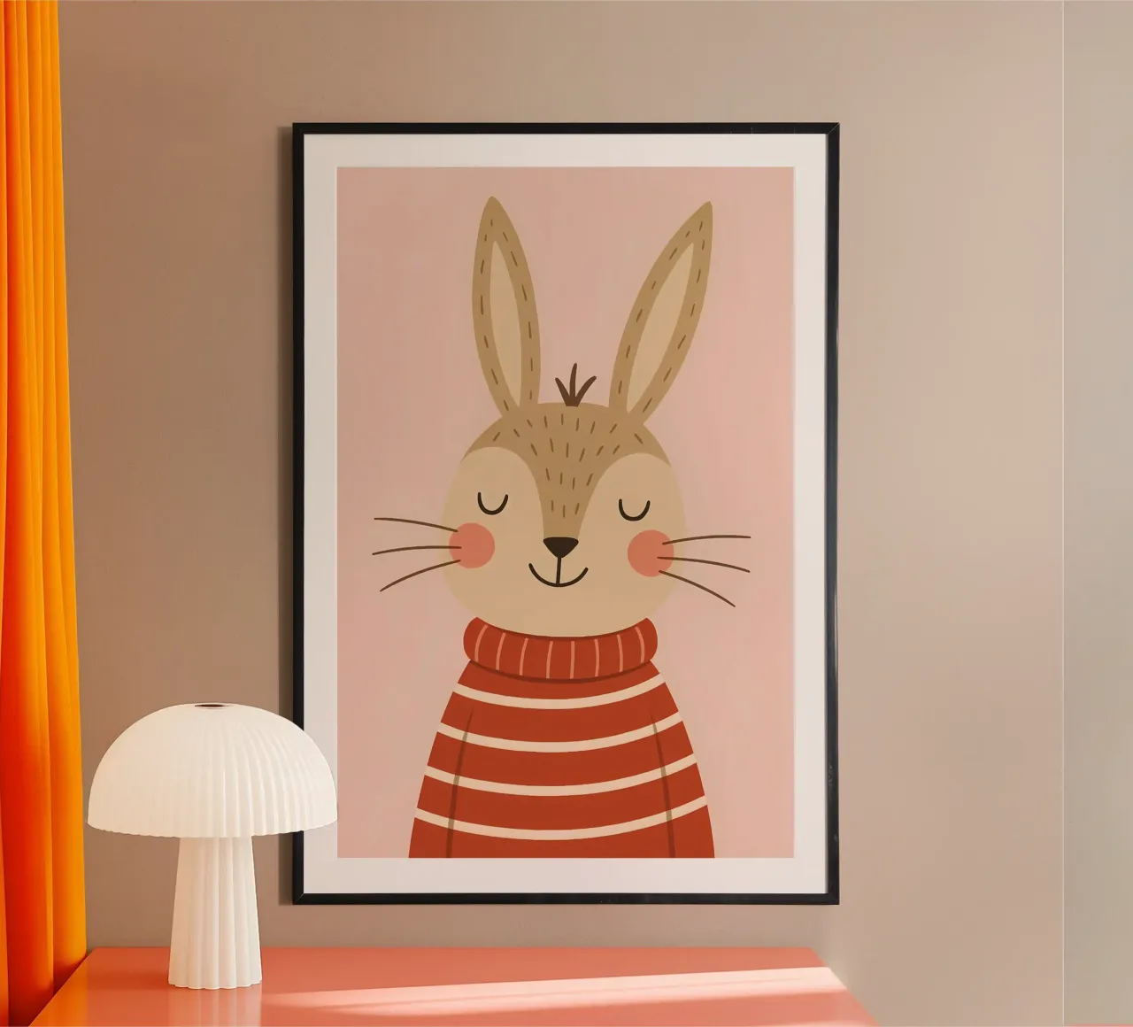 Niedliches minimalistisches Hasenposter - Kindertiere Poster von Tiny Tails & Stripes