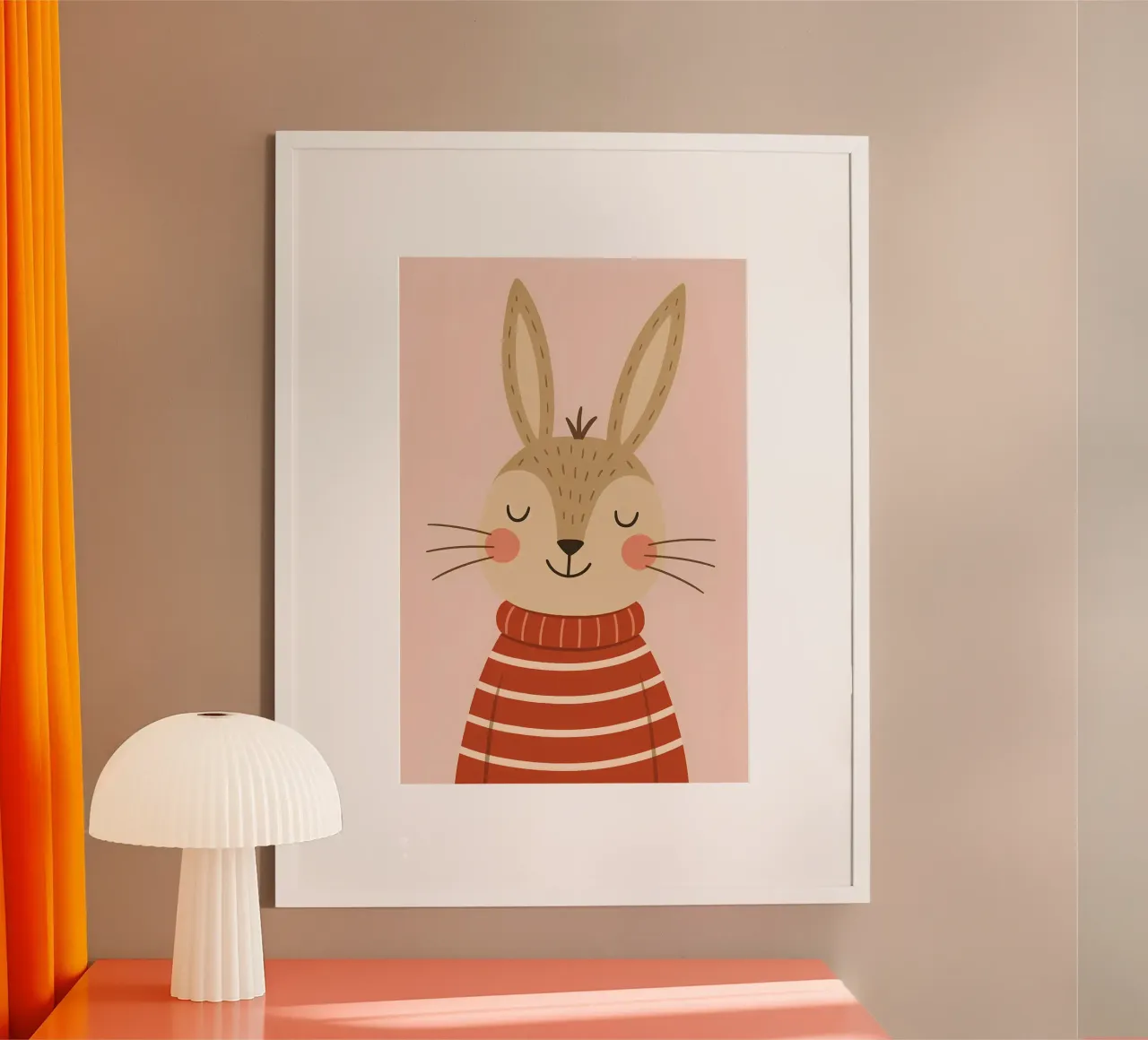 Niedliches minimalistisches Hasenposter - Kindertiere Poster von Tiny Tails & Stripes