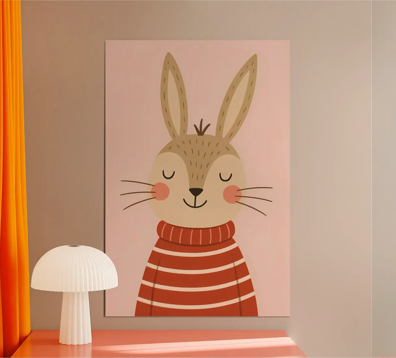 Niedliches minimalistisches Hasenposter - Kindertiere Poster von Tiny Tails & Stripes