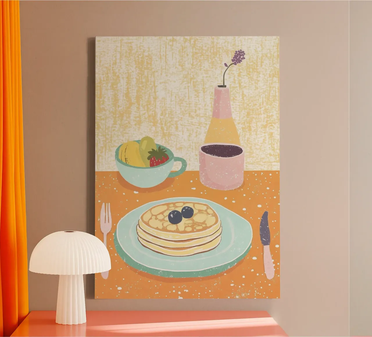 Colazione a base di dopamina: Pancakes ai mirtilli, menta e arancia ancora tela da dawnthesea