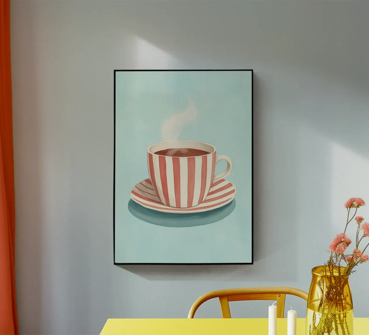 Hygge Stripes: Caffè fumante, Cafécore retrò rosso e bianco A plexiglass da dawnthesea