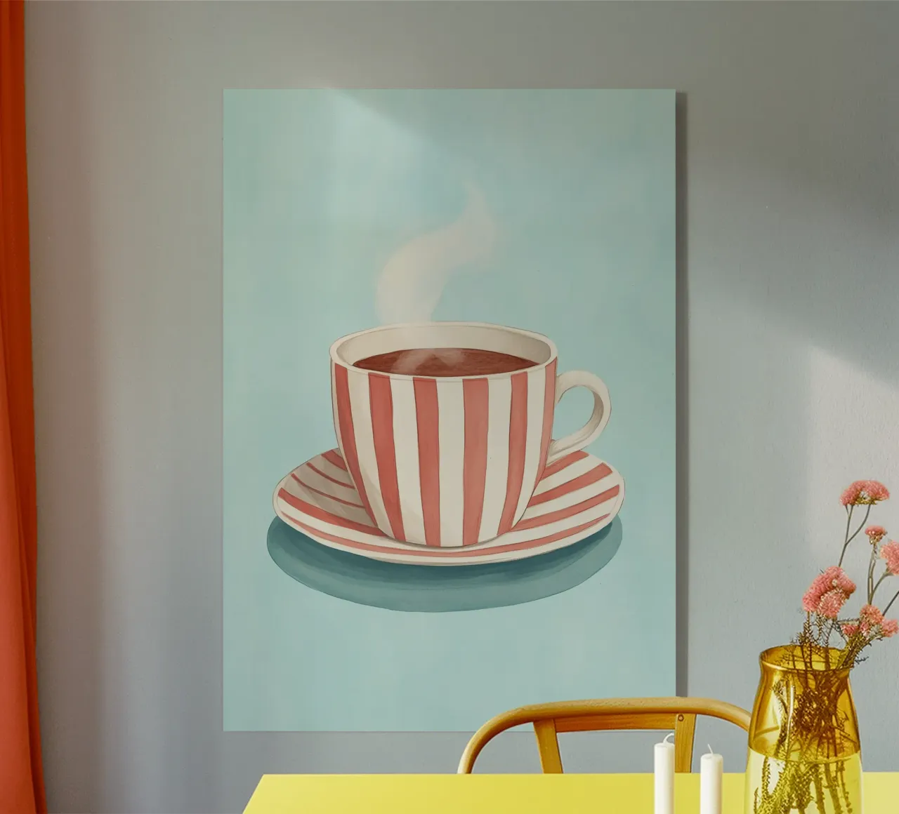 Hygge Stripes: Caffè fumante, Cafécore retrò rosso e bianco A plexiglass da dawnthesea