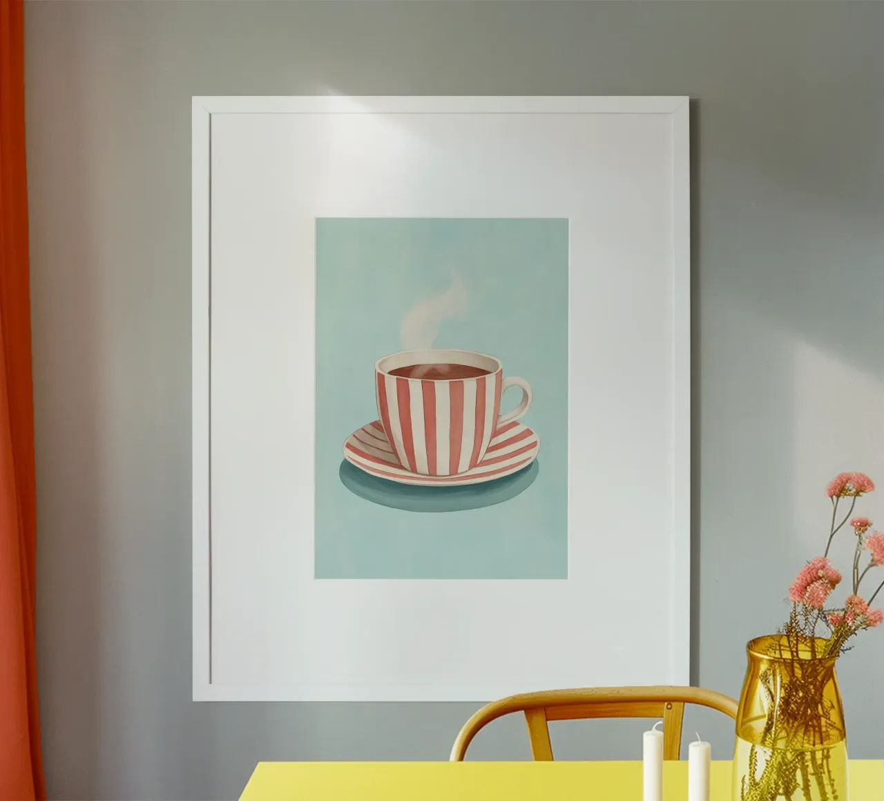 Hygge Stripes: Caffè fumante, Cafécore retrò rosso e bianco A poster da dawnthesea
