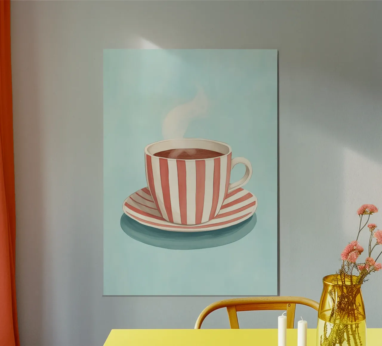Hygge Stripes: Caffè fumante, Cafécore retrò rosso e bianco A poster da dawnthesea