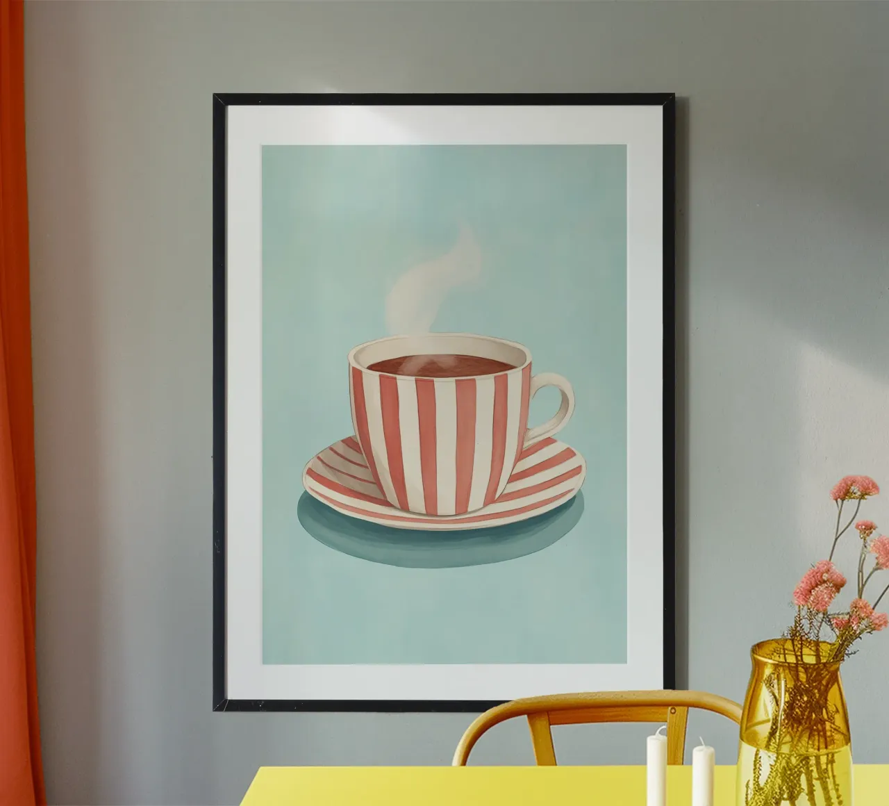 Hygge Stripes: Caffè fumante, Cafécore retrò rosso e bianco A poster da dawnthesea