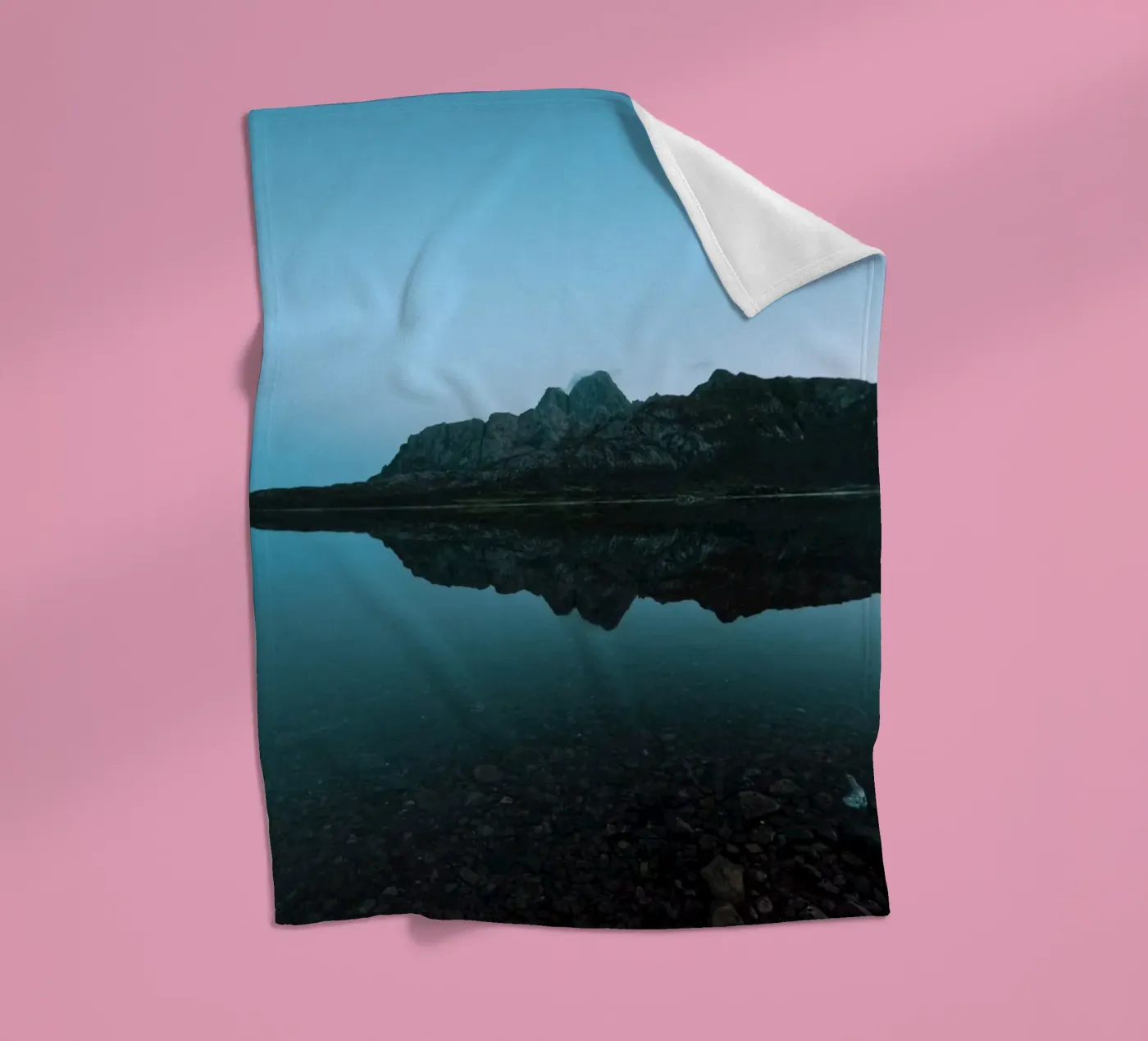 Mountain Reflection fleece blanket by Fjöllart