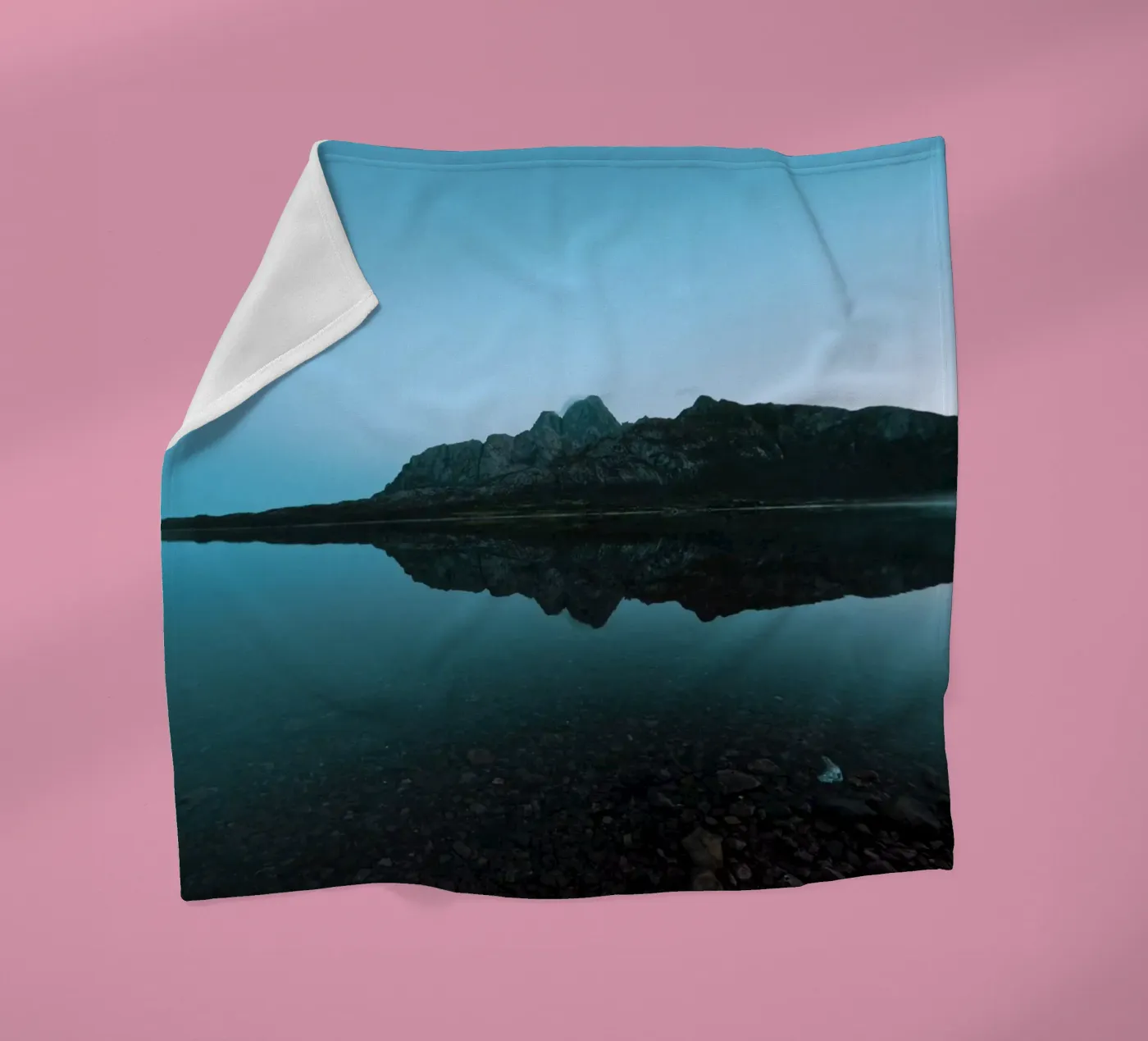 Mountain Reflection fleece blanket by Fjöllart