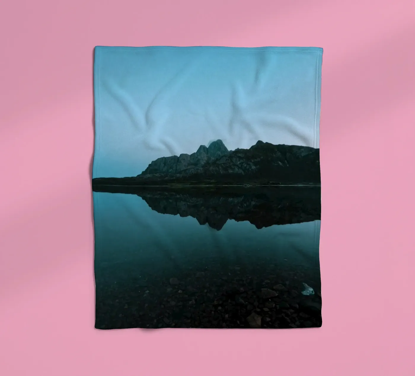 Mountain Reflection fleece blanket by Fjöllart