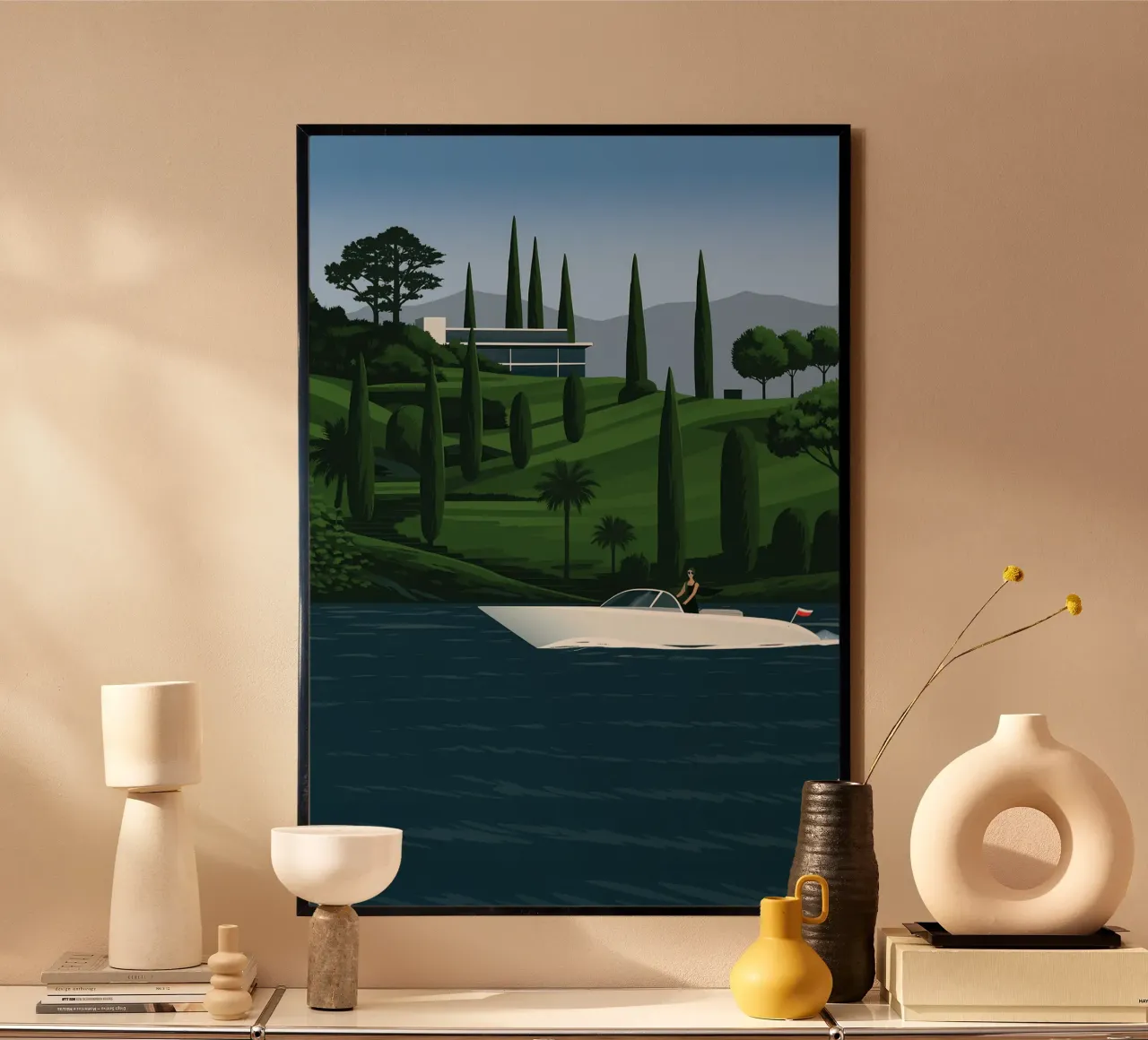 Lago di Como Style: Minimalist Villa & Cypress Luxury poster da Bakara