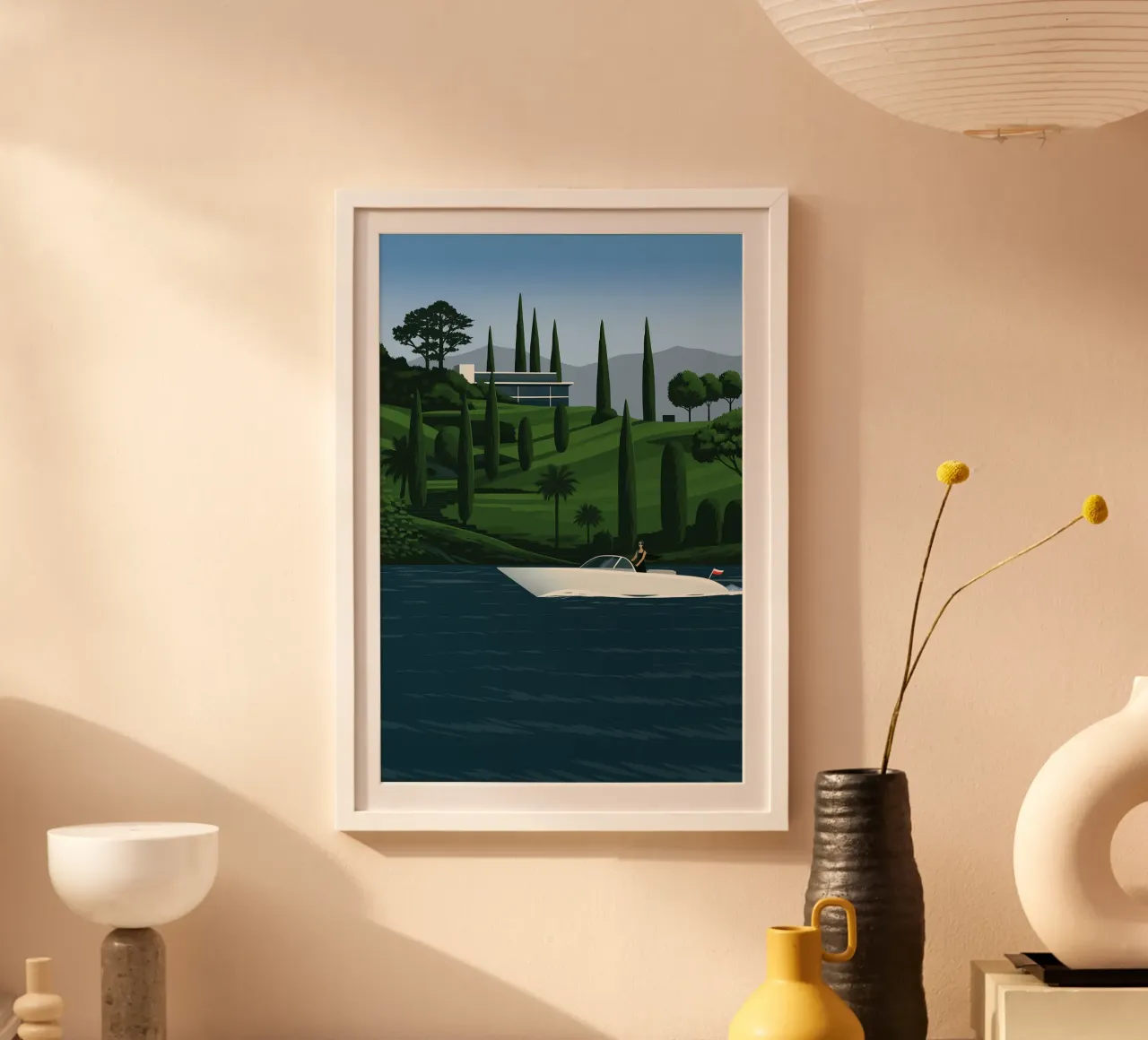 Lago di Como Style: Minimalist Villa & Cypress Luxury poster da Bakara