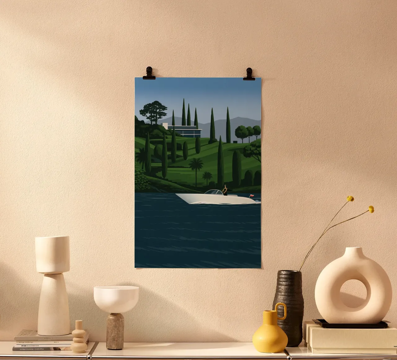 Lago di Como Style: Minimalist Villa & Cypress Luxury poster da Bakara