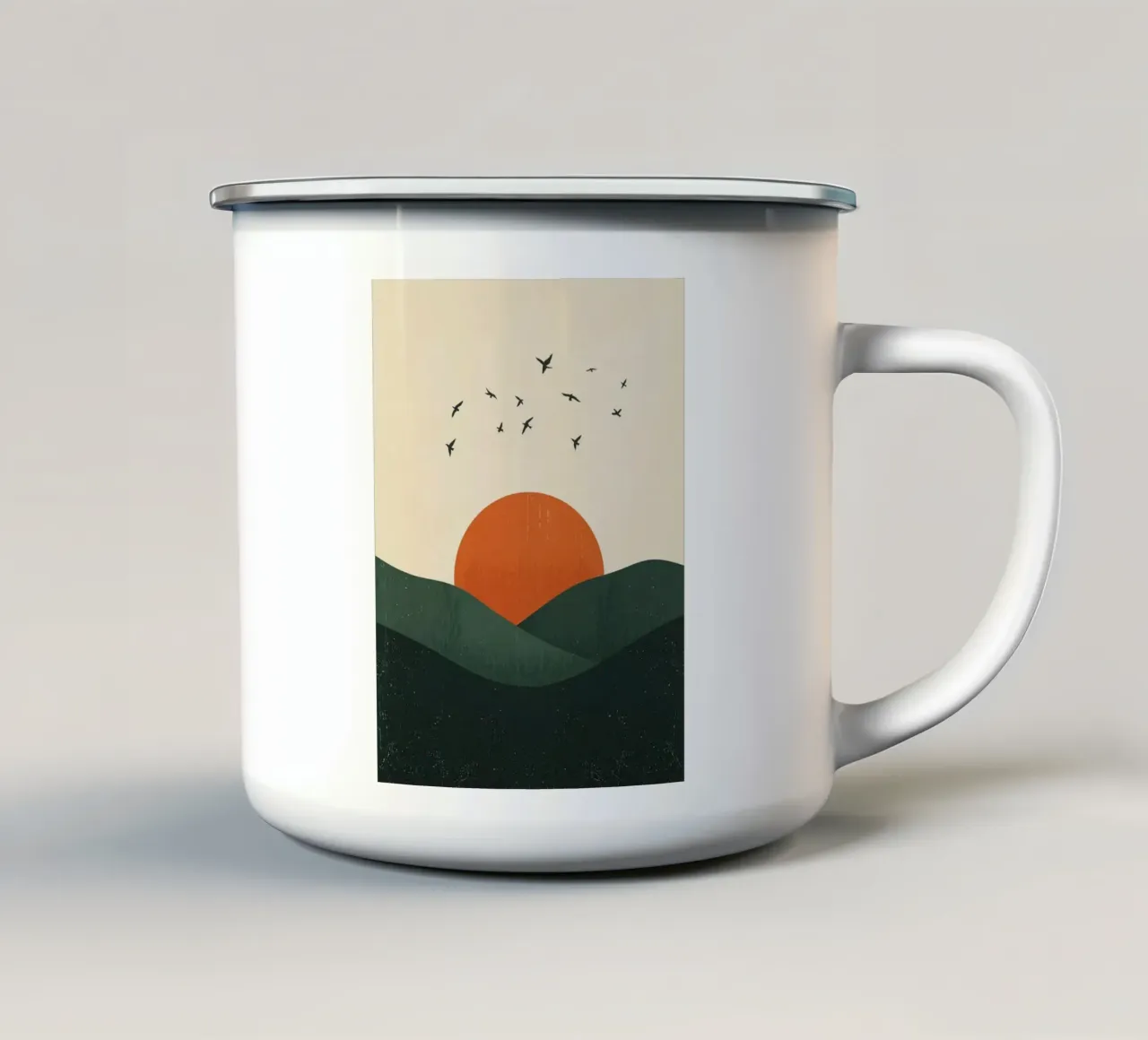 Tramonto astratto in montagna tazza in smalto da DesignArt