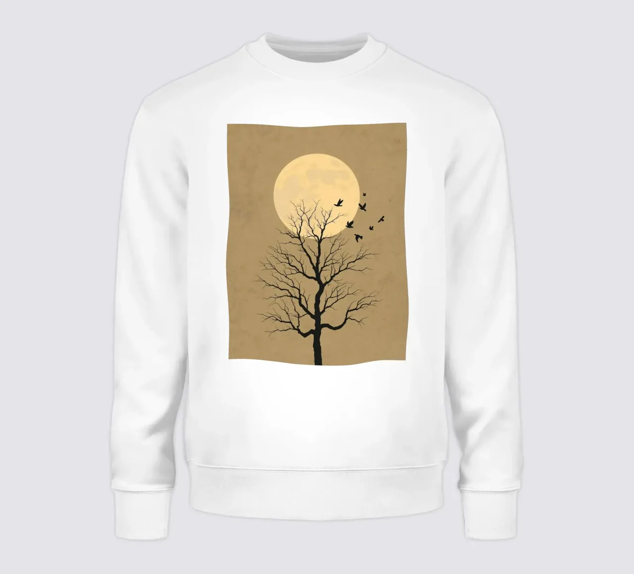 Silhouette di albero con luna piena felpa da DesignArt