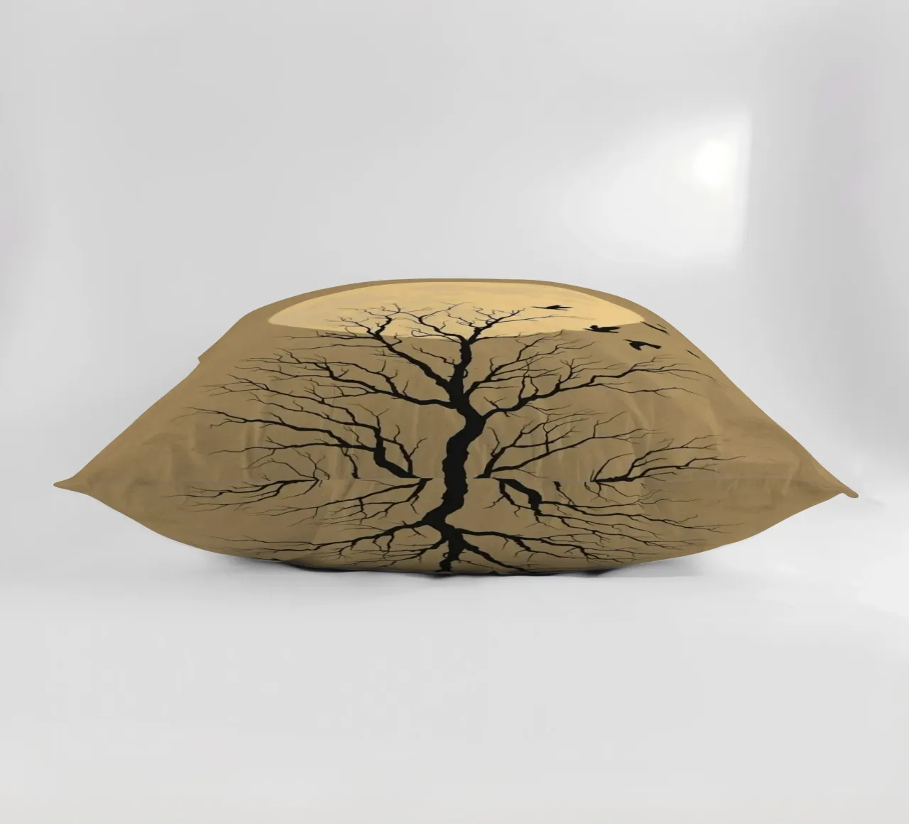 Silhouette di albero con luna piena cuscino da DesignArt